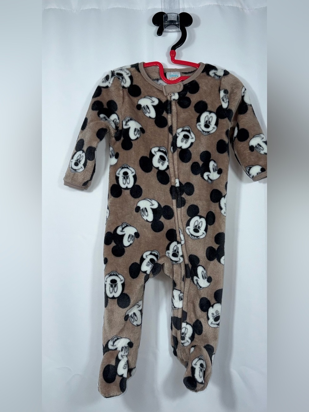 Disney Baby 6/9M Mickey Mouse Baby Boy’s Long Sleeve Plush Footed Sleeper